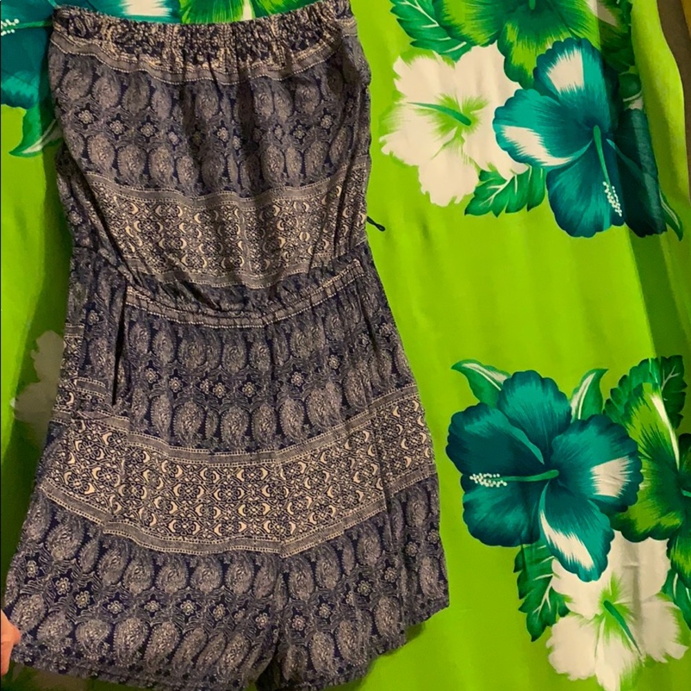 Dark blue and white romper